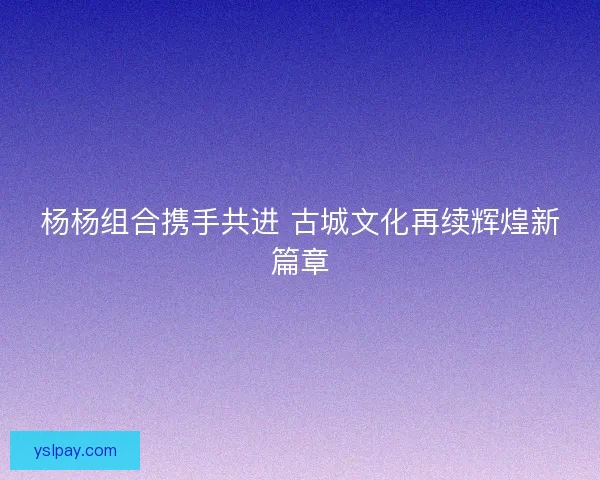 杨杨组合携手共进 古城文化再续辉煌新篇章